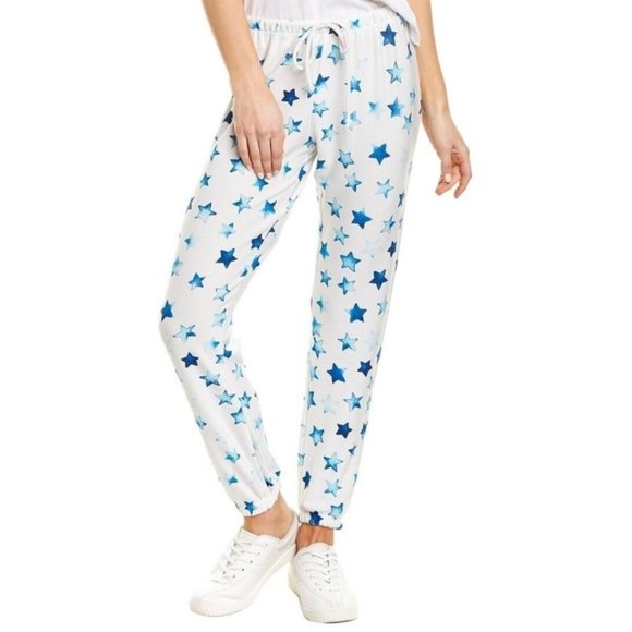 Chaser Blue Stars  Print Jogger Sweatpants White - Picture 1 of 2